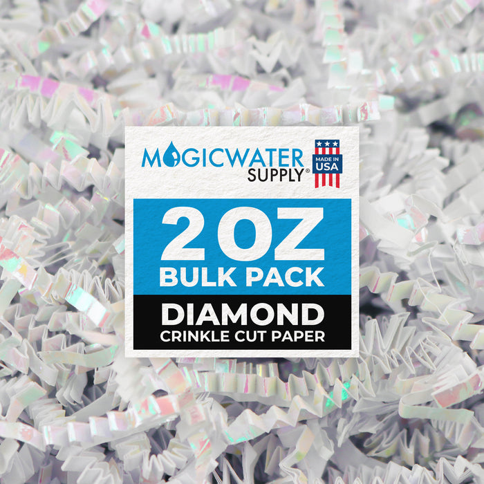 MagicWater Supply - 2 oz - Diamond White - Crinkle Cut Paper Shred Filler great for Gift Wrapping, Basket Filling, Birthdays, Weddings, Anniversaries
