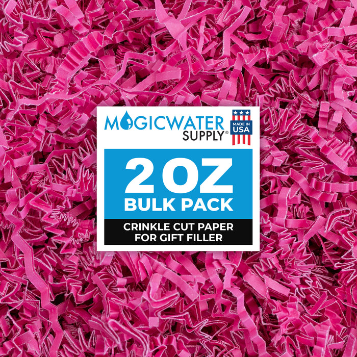 MagicWater Crinkle Cut Paper for Gift Baskets - 2 Oz - Pink - Perfect for Shredded Paper Filler, Basket Filler, Gift Boxes, Bridesmaid Gifts, Christmas Stuffers & More - Ideal for All Occasions