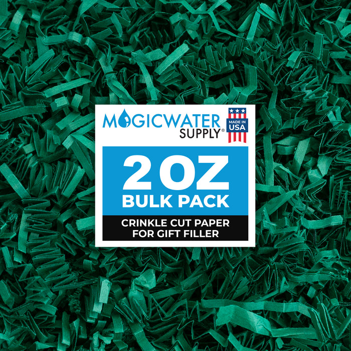 MagicWater Crinkle Cut Paper for Gift Baskets - 2 Oz - Forest Green - Perfect for Shredded Paper Filler, Basket Filler, Gift Boxes, Bridesmaid Gifts, Christmas Stuffers & More - For All Occasions