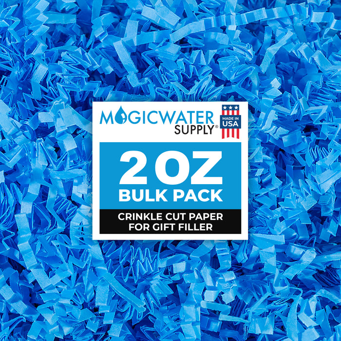 MagicWater Crinkle Cut Paper for Gift Baskets - 2 Oz - Light Blue - Perfect for Shredded Paper Filler, Basket Filler, Gift Boxes, Bridesmaid Gifts, Christmas Stuffers & More - Ideal for All Occasions