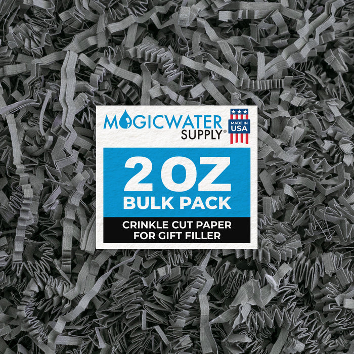 MagicWater Crinkle Cut Paper for Gift Baskets - 2 Oz - Slate Gray - Perfect for Shredded Paper Filler, Basket Filler, Gift Boxes, Bridesmaid Gifts, Christmas Stuffers & More - Ideal for All Occasions