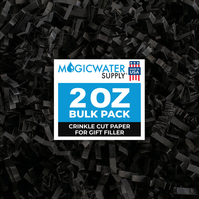 MagicWater Crinkle Cut Paper for Gift Baskets - 2 Oz - Black - Perfect for Shredded Paper Filler, Basket Filler, Gift Boxes, Bridesmaid Gifts, Christmas Stuffers & More - Ideal for All Occasions