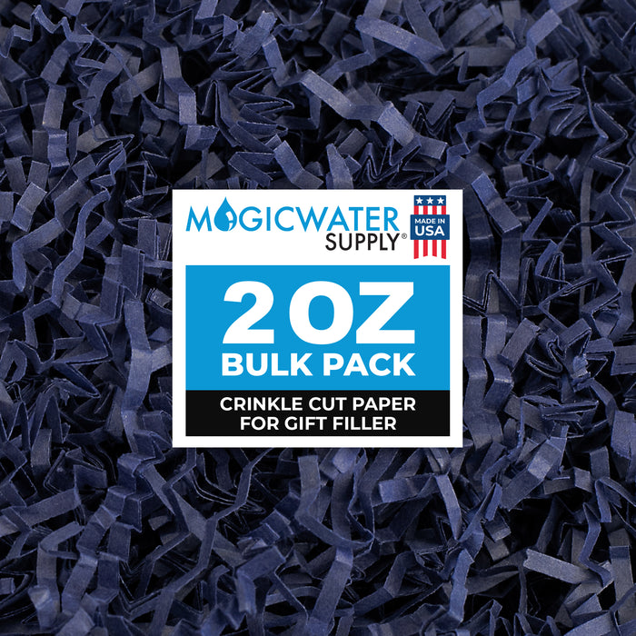 MagicWater Crinkle Cut Paper for Gift Baskets - 2 Oz - Navy Blue - Perfect for Shredded Paper Filler, Basket Filler, Gift Boxes, Bridesmaid Gifts, Christmas Stuffers & More - Ideal for All Occasions