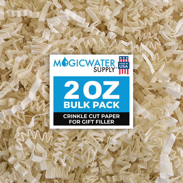 MagicWater Crinkle Cut Paper for Gift Baskets - 2 Oz - Light Ivory - Perfect for Shredded Paper Filler, Basket Filler, Gift Boxes, Bridesmaid Gifts, Christmas Stuffers & More - Ideal for All Occasions