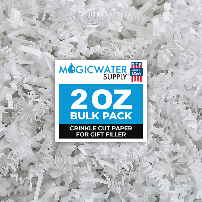 MagicWater Crinkle Cut Paper for Gift Baskets - 2 Oz - White - Perfect for Shredded Paper Filler, Basket Filler, Gift Boxes, Bridesmaid Gifts, Christmas Stuffers & More - Ideal for All Occasions