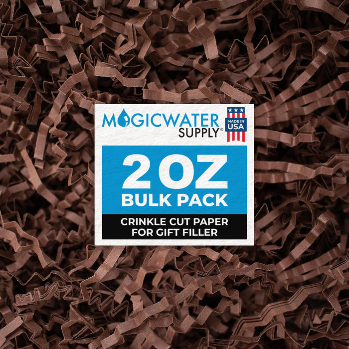 MagicWater Crinkle Cut Paper for Gift Baskets - 2 Oz - Coffee Brown - Perfect for Shredded Paper Filler, Basket Filler, Gift Boxes, Bridesmaid Gifts, Christmas Stuffers & More - For All Occasions