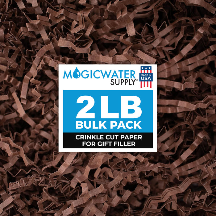 MagicWater Crinkle Cut Paper for Gift Baskets - 2LB - Coffee Brown - Perfect for Shredded Paper Filler, Basket Filler, Gift Boxes, Bridesmaid Gifts, Christmas Stuffers & More - Ideal for All Occasions