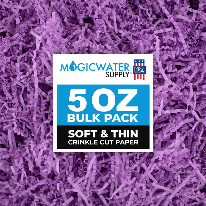 MagicWater Supply - 5 oz - Purple - Soft & Thin Crinkle Cut Paper Shred Filler great for Gift Wrapping, Basket Filling, Birthdays, Weddings, Anniversaries, Valentines Day, and other occasions