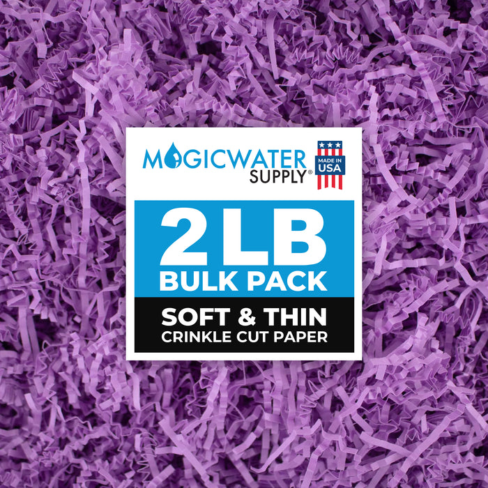 MagicWater Supply Soft & Thin Crinkle Cut Paper - 2 LB - Purple - Paper Shred Filler for Gift Wrapping, Basket Filling, Birthdays, Weddings, Anniversaries, Valentines Day, and other occasions
