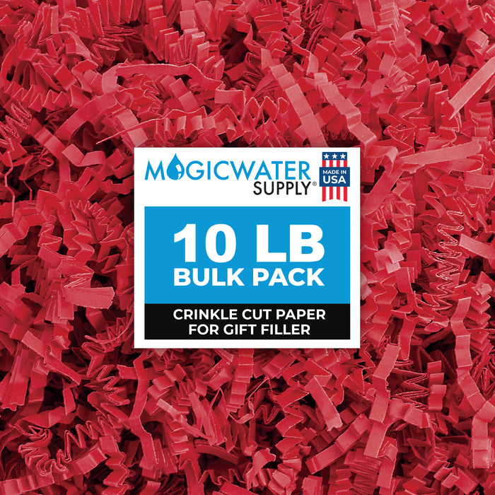 MagicWater Crinkle Cut Paper for Gift Baskets - 10LB - Red - Perfect for Shredded Paper Filler, Basket Filler, Gift Boxes, Bridesmaid Gifts, Christmas Stuffers & More - Ideal for All Occasions