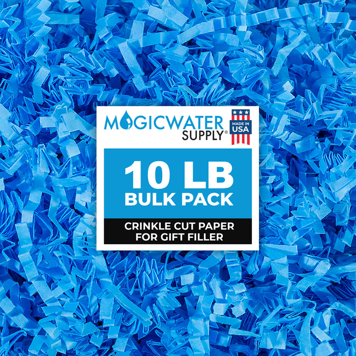 MagicWater Crinkle Cut Paper for Gift Baskets - 10LB - Light Blue - Perfect for Shredded Paper Filler, Basket Filler, Gift Boxes, Bridesmaid Gifts, Christmas Stuffers & More - Ideal for All Occasions
