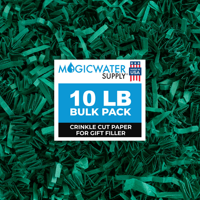 MagicWater Crinkle Cut Paper for Gift Baskets - 10LB Forest Green - Perfect for Shredded Paper Filler, Basket Filler, Gift Boxes, Bridesmaid Gifts, Christmas Stuffers & More - Ideal for All Occasions