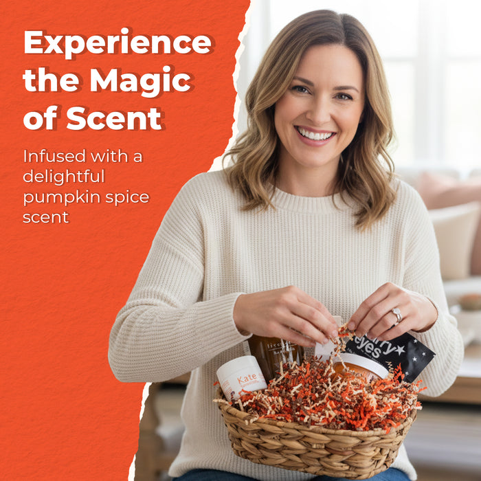 MagicWater Scented Crinkle Cut Paper - 1/2 LB - Pumpkin Spice - Perfect for Shredded Paper Filler, Basket Filler, Gift Boxes, Bridesmaid Gifts, Christmas Stuffers & More - For All Occasions