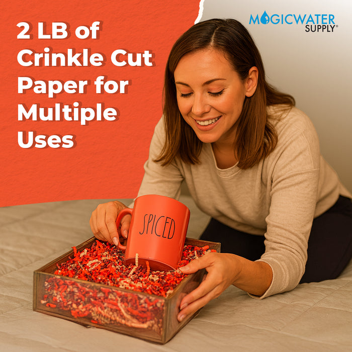 MagicWater Scented Crinkle Cut Paper - 2 LB - Pumpkin Spice - Perfect for Shredded Paper Filler, Basket Filler, Gift Boxes, Bridesmaid Gifts, Christmas Stuffers & More - For All Occasions