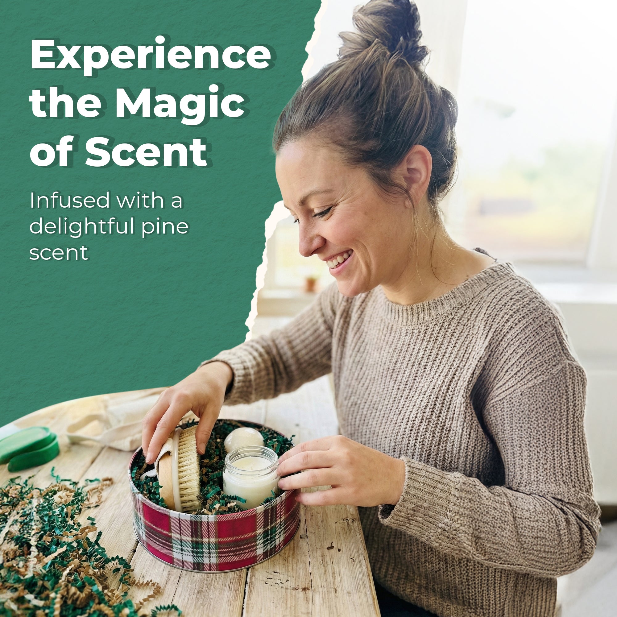 MagicWater Scented Crinkle Cut Paper - 2 LB - Pine - Perfect for Shredded Paper Filler, Basket Filler, Gift Boxes, Bridesmaid Gifts, Christmas Stuffers & More - For All Occasions