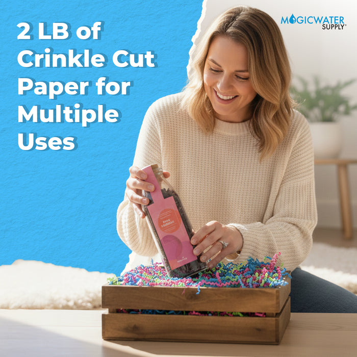 MagicWater Scented Crinkle Cut Paper - 2 LB - Jelly Bean - Perfect for Shredded Paper Filler, Basket Filler, Gift Boxes, Bridesmaid Gifts, Christmas Stuffers & More - For All Occasions