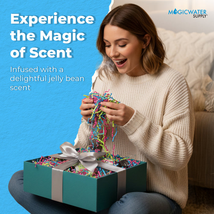 MagicWater Scented Crinkle Cut Paper - 1/2 LB - Jelly Bean - Perfect for Shredded Paper Filler, Basket Filler, Gift Boxes, Bridesmaid Gifts, Christmas Stuffers & More - For All Occasions