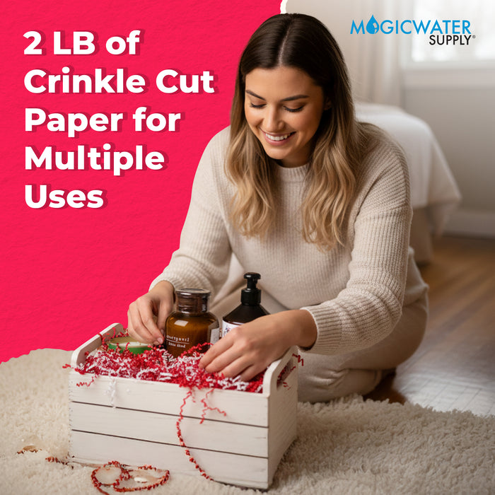 MagicWater Scented Crinkle Cut Paper - 2 LB - Peppermint - Perfect for Shredded Paper Filler, Basket Filler, Gift Boxes, Bridesmaid Gifts, Christmas Stuffers & More - for All Occasions