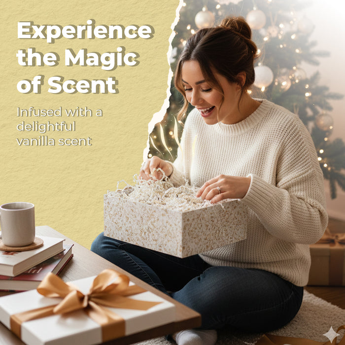 MagicWater Scented Crinkle Cut Paper - 2 LB - Vanilla - Perfect for Shredded Paper Filler, Basket Filler, Gift Boxes, Bridesmaid Gifts, Christmas Stuffers & More - for All Occasions