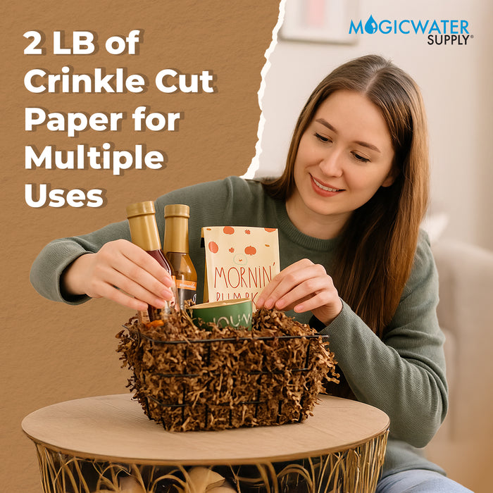 MagicWater Scented Crinkle Cut Paper - 2 LB - Cinnamon Buns - Perfect for Shredded Paper Filler, Basket Filler, Gift Boxes, Bridesmaid Gifts, Christmas Stuffers & More - for All Occasions