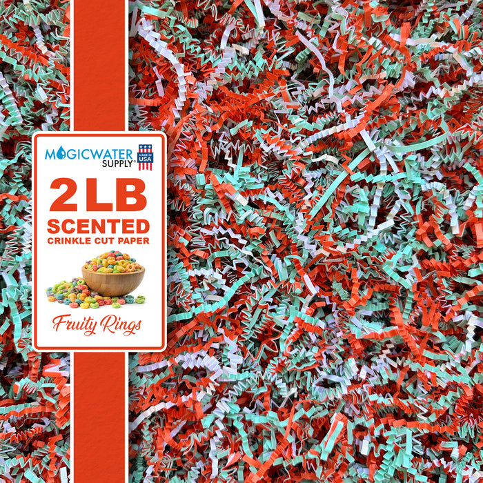 MagicWater Scented Crinkle Cut Paper - 2 LB - Fruity Rings - Perfect for Shredded Paper Filler, Basket Filler, Gift Boxes, Bridesmaid Gifts, Christmas Stuffers & More - For All Occasions