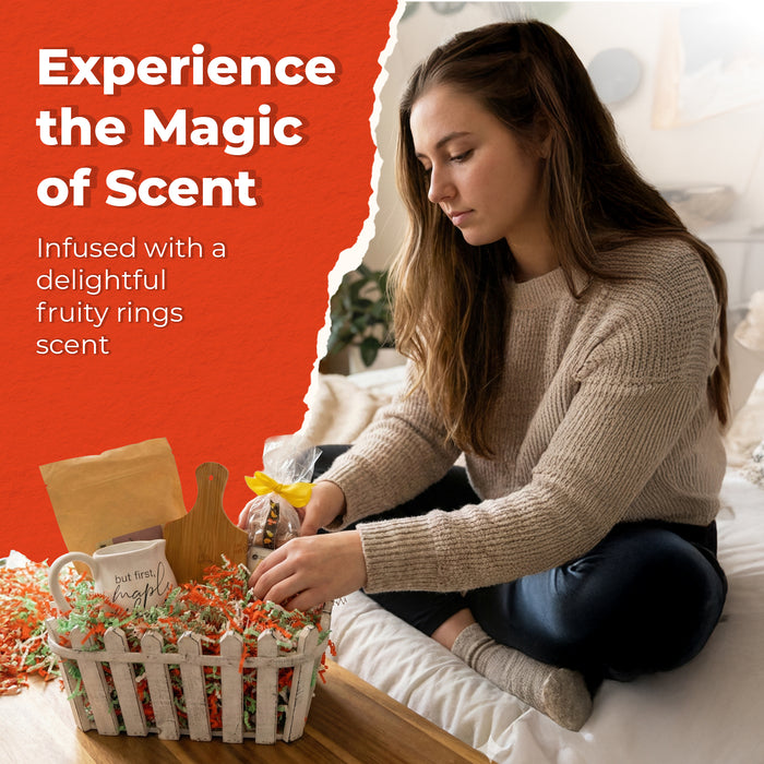 MagicWater Scented Crinkle Cut Paper - 2 LB - Fruity Rings - Perfect for Shredded Paper Filler, Basket Filler, Gift Boxes, Bridesmaid Gifts, Christmas Stuffers & More - For All Occasions