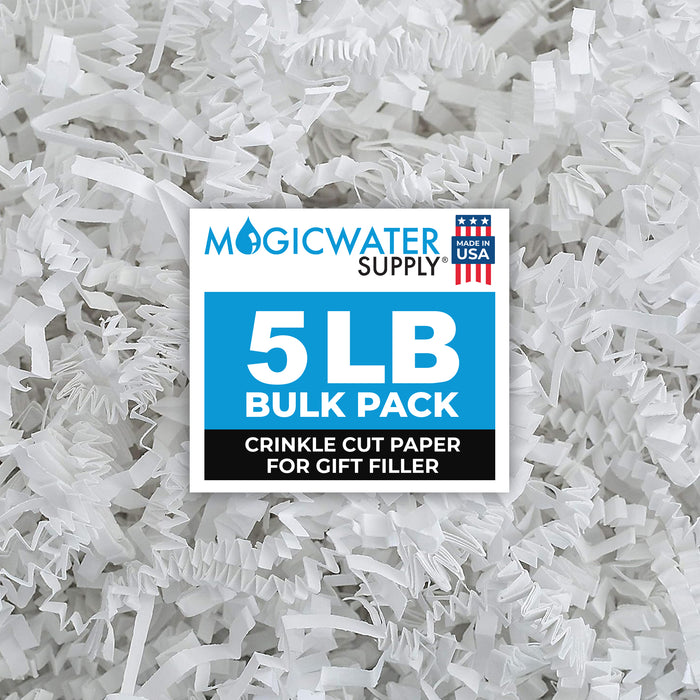 MagicWater Crinkle Cut Paper for Gift Baskets - 5LB - White - Perfect for Shredded Paper Filler, Basket Filler, Gift Boxes, Bridesmaid Gifts, Christmas Stuffers & More - Ideal for All Occasions