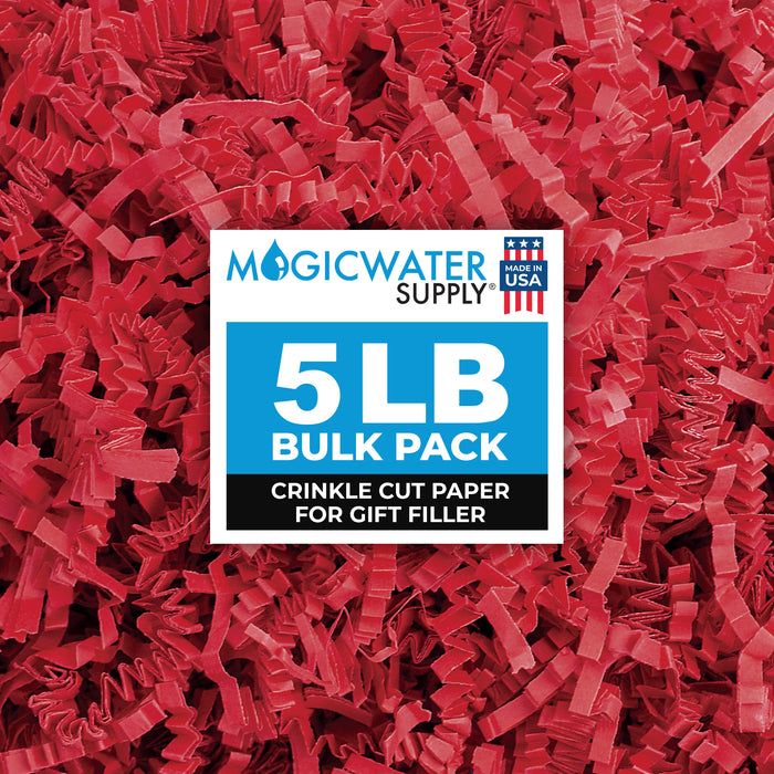 MagicWater Crinkle Cut Paper for Gift Baskets - 5LB - Red - Perfect for Shredded Paper Filler, Basket Filler, Gift Boxes, Bridesmaid Gifts, Christmas Stuffers & More - Ideal for All Occasions