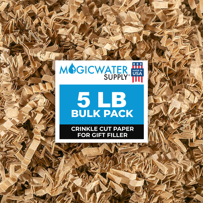 MagicWater Crinkle Cut Paper for Gift Baskets - 5LB Kraft - Perfect for Shredded Paper Filler, Basket Filler, Gift Boxes, Bridesmaid Gifts, Christmas Stuffers & More - Ideal for All Occasions