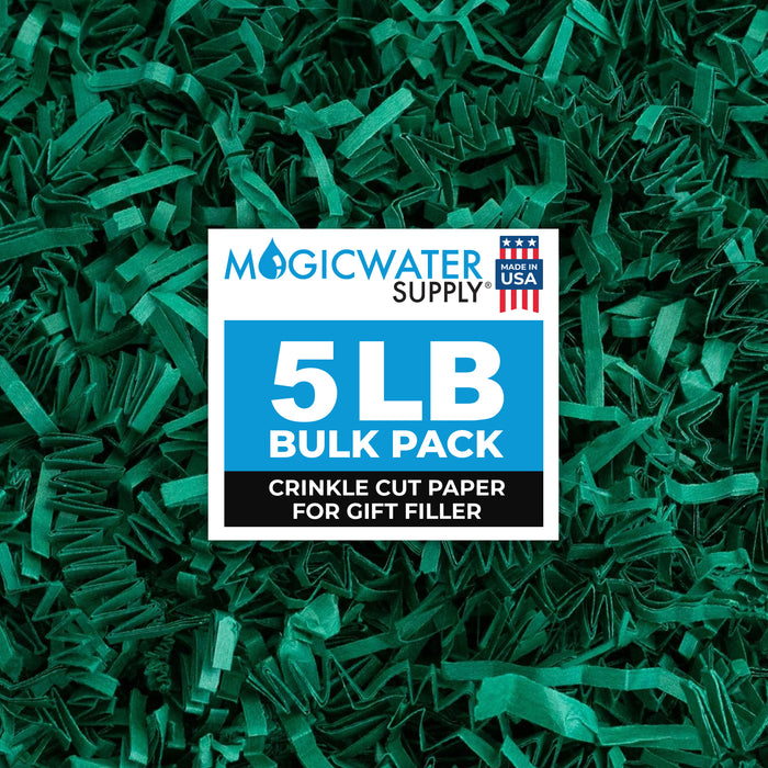 MagicWater Crinkle Cut Paper for Gift Baskets - 5LB - Forest Green - Perfect for Shredded Paper Filler, Basket Filler, Gift Boxes, Bridesmaid Gifts, Christmas Stuffers & More - Ideal for All Occasions