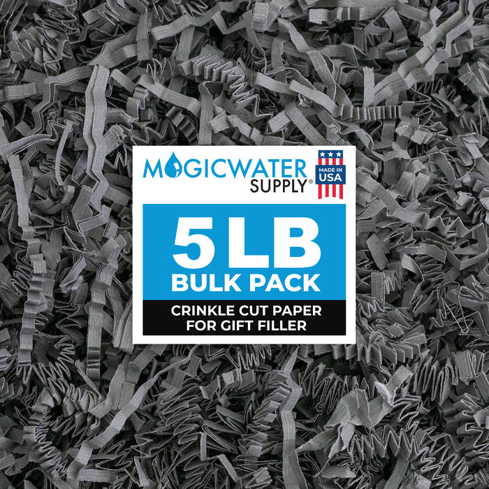 MagicWater Crinkle Cut Paper for Gift Baskets - 5LB - Slate Gray - Perfect for Shredded Paper Filler, Basket Filler, Gift Boxes, Bridesmaid Gifts, Christmas Stuffers & More - Ideal for All Occasions