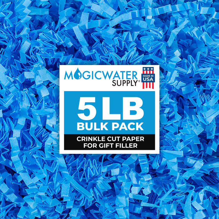 MagicWater Crinkle Cut Paper for Gift Baskets - 5LB - Light Blue - Perfect for Shredded Paper Filler, Basket Filler, Gift Boxes, Bridesmaid Gifts, Christmas Stuffers & More - Ideal for All Occasions