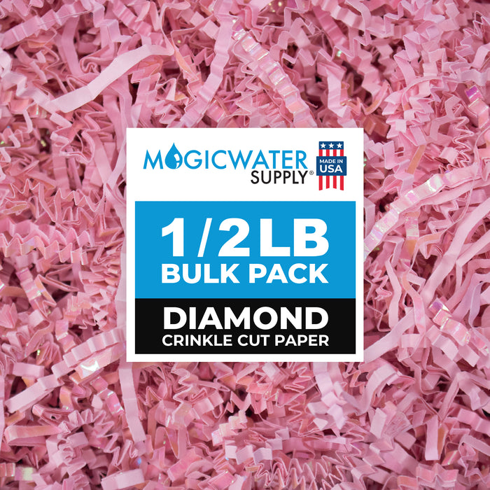 MagicWater Supply - 1/2 LB - Diamond Light Pink - Crinkle Cut Paper Shred Filler great for Gift Wrapping, Basket Filling, Birthdays, Weddings, Anniversaries