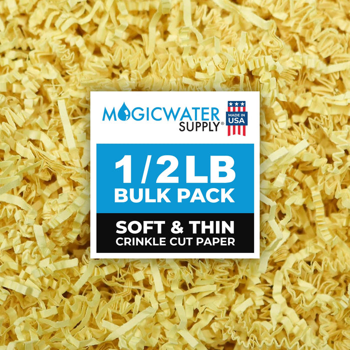MagicWater Supply - 1/2 LB - Canary - Soft & Thin Crinkle Cut Paper Shred Filler great for Gift Wrapping, Basket Filling, Birthdays, Weddings, Anniversaries, Valentines Day, and other occasions