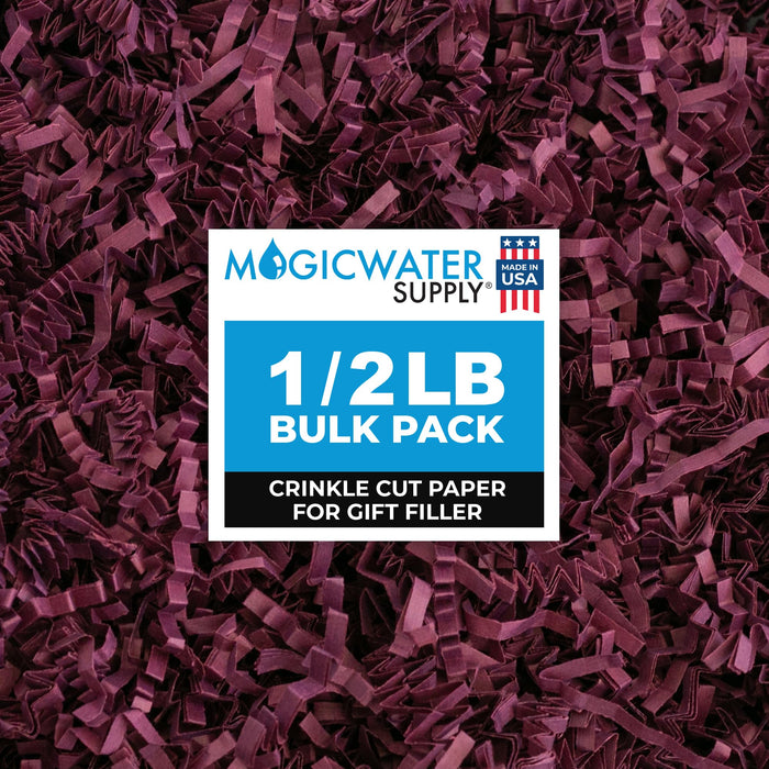 MagicWater Crinkle Cut Paper for Gift Baskets - 1/2 LB - Burgundy - Perfect for Shredded Paper Filler, Basket Filler, Gift Boxes, Bridesmaid Gifts, Christmas Stuffers & More - Ideal for All Occasions