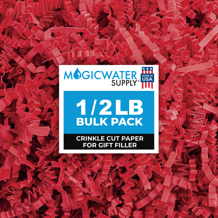 MagicWater Crinkle Cut Paper for Gift Baskets - 1/2 LB - Red - Perfect for Shredded Paper Filler, Basket Filler, Gift Boxes, Bridesmaid Gifts, Christmas Stuffers & More - Ideal for All Occasions