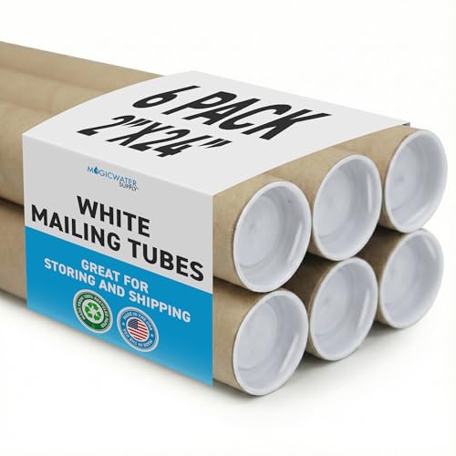 MagicWater Supply Mailing Tube - 1.5 in x 24 in - Kraft - 6 Pack - for Shipping and Storage of Posters, Arts, Crafts, and Documents