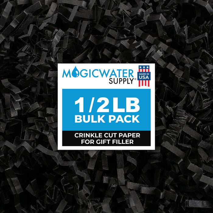 MagicWater Supply - 1/2 LB - Black - Soft & Thin Crinkle Cut Paper Shred Filler great for Gift Wrapping, Basket Filling, Birthdays, Weddings, Anniversaries, Valentines Day, and other occasions