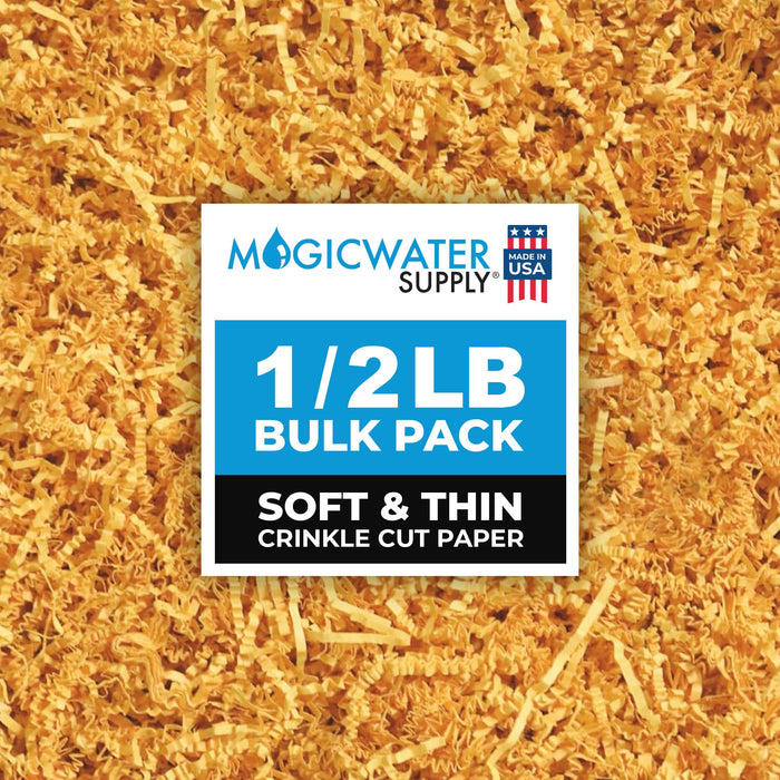 MagicWater Supply - 1/2 LB - Yellow - Soft & Thin Crinkle Cut Paper Shred Filler great for Gift Wrapping, Basket Filling, Birthdays, Weddings, Anniversaries, Valentines Day, and other occasions