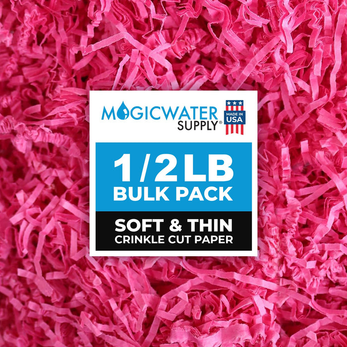 MagicWater Supply - 1/2 LB - Raspberry - Soft & Thin Crinkle Cut Paper Shred Filler great for Gift Wrapping, Basket Filling, Birthdays, Weddings, Anniversaries and Valentines Day
