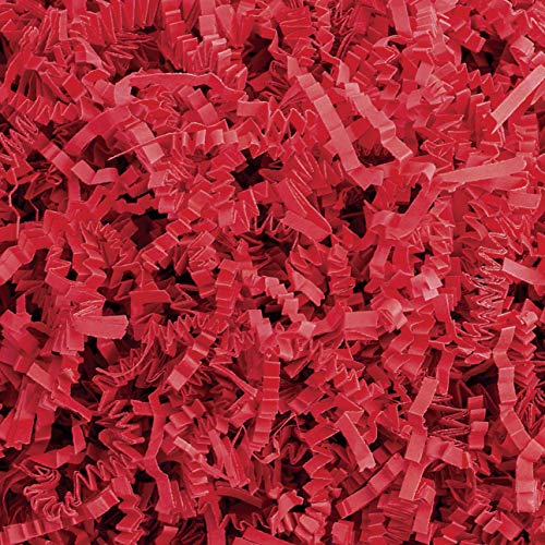 Crinkle Cut Paper Shred Filler (1 LB) for Gift Wrapping & Basket Filling - Red