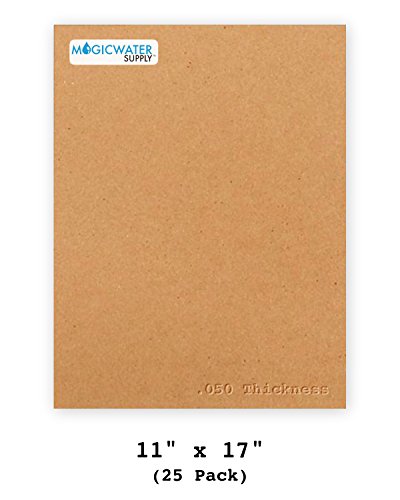 25 Sheets Chipboard 11 x 17 inch - 50pt (point) Heavy Weight Brown Kraft Cardboard Scrapbook Sheets & Picture Frame Backing Paper Board