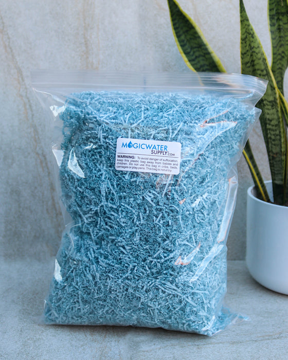Thin Cut Crinkle Paper Shred Filler (1 LB) for Gift Wrapping & Basket Filling - Baby Blue| MagicWater Supply