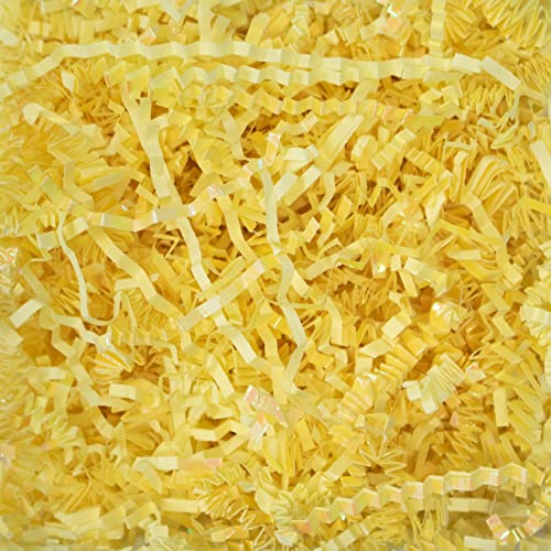 MagicWater Supply Crinkle Cut Paper Shred Filler (1 LB) for Gift Wrapping & Basket Filling - Diamond Canary Yellow
