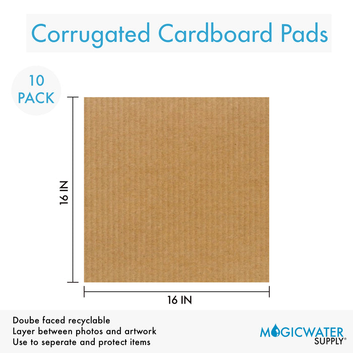 Corrugated Cardboard Filler Insert Sheet Pads 1/8" Thick - 16 x 16 Inches for Packing, mailing, and Crafts - 10 Pack