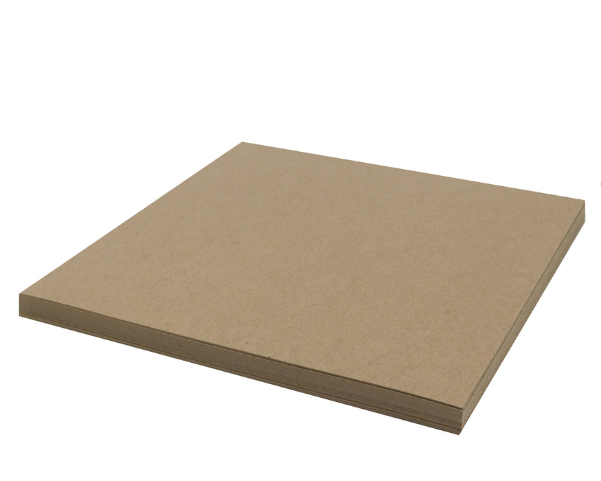 25 Sheets Chipboard 12 x 12 inch - 30pt (point) Medium Weight Brown Kraft Cardboard Scrapbook Sheets & Picture Frame Backing Paper Board
