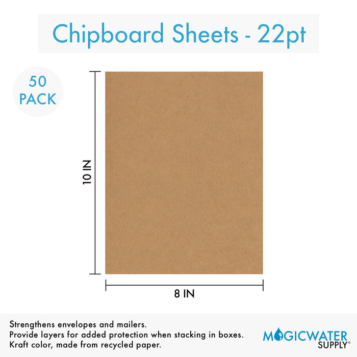 50 Sheets Chipboard 8 x 10 inch - 22pt (point) Light Weight Brown Kraft Cardboard Scrapbook Sheets & Picture Frame Backing (.022 Caliper Thick) Paper Board