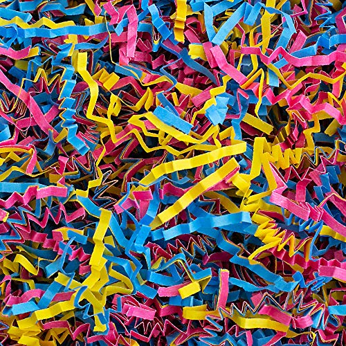 Crinkle Cut Paper Shred Filler (1/2 LB) for Gift Wrapping & Basket Filling - Fiesta Mix