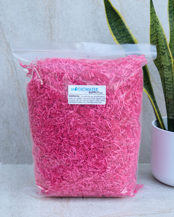 MagicWater Supply Soft & Thin Cut Crinkle Paper Shred Filler (2 LB) for Gift Wrapping & Basket Filling - Raspberry
