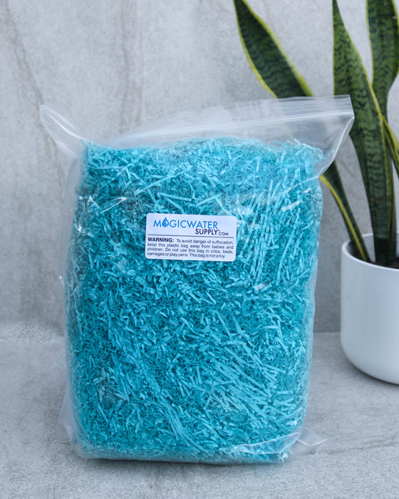 Thin Cut Crinkle Paper Shred Filler (1/2 LB) for Gift Wrapping & Basket Filling - Turquoise| MagicWater Supply